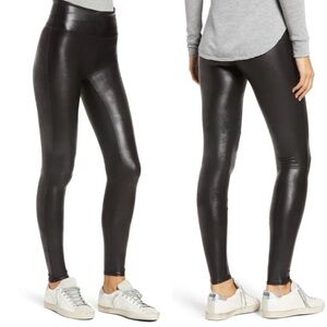 Spanx Classic Black Faux Leather Leggings Size XL